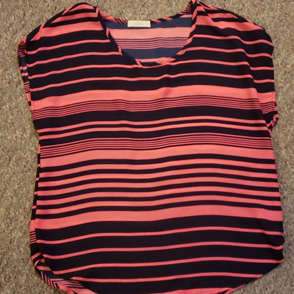 NWOT Coral and Navy striped dress shirt